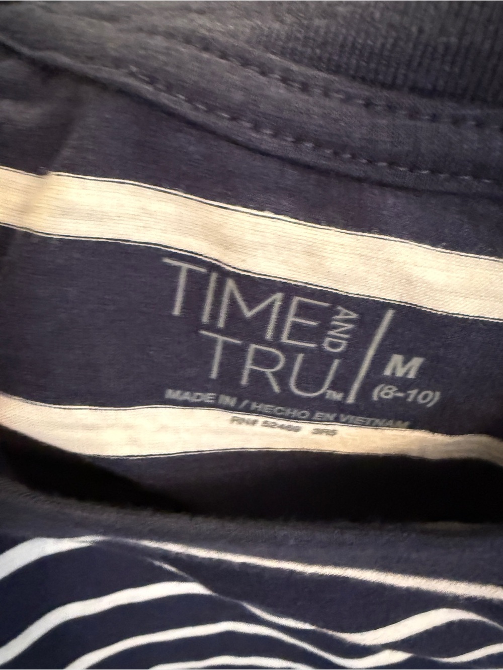Time and Tru Navy and White Striped Crewneck Tank - Picture 4 of 8
